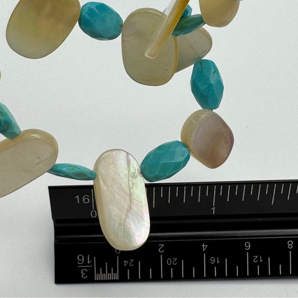 Turquoise & Shell Beaded Necklace – 16” Double Strand - Picture 6 of 10